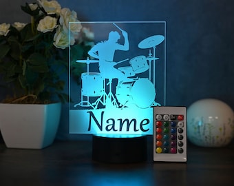 Spersonalizowana lampa perkusyjna LED – wyjątkowy prezent dla muzyka, dekoracja perkusyjna dla miłośników muzyki