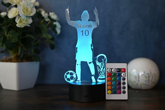 Personalisierte Fußball Lampe als Fussball Geschenk Idee stolze Torjubel Pose LED Tischlampe Nachtlicht Wohnungs Dekoration