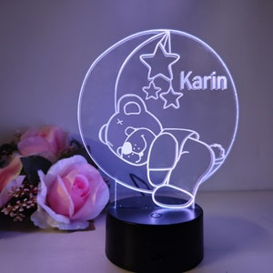 Personalized kids and baby night light/sleep light with teddy bear and stars design image 6