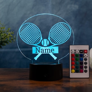 Personalized tennis gift idea, living room, bedroom, kids room decoration as table lamp and night light