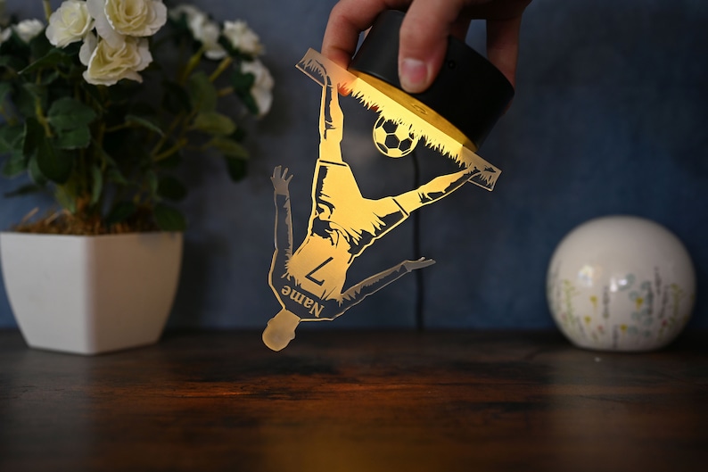 Personalized soccer lamp gift idea for soccer players kids and adults lamp as night light, table lamp, home decoration image 4