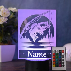 Angler Gift Ideas - LED Lamp, Personalised Fish Decoration