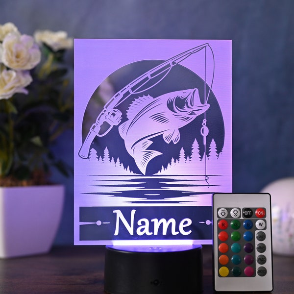 Angler Geschenkideen LED Lampe personalisierte Fisch Dekoration Tischlampe für Angler Liebhaber