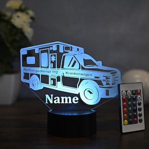 Personalized LED table lamp - ambulance design - gift for nurses and paramedics - ambulance decoration&quot;.