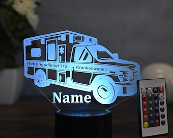 Personalized LED table lamp - ambulance design - gift for nurses and paramedics - ambulance decoration&quot;.