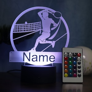 Personalized tennis gift idea, living room, bedroom, kids room decoration as table lamp and night light
