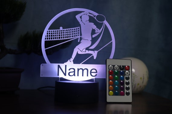 Personalisierte Tennis LED-Tischlampe als Deko-Geschenk mit Wunschname