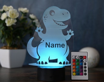 Veilleuse Dino personnalisable : Lampe dinosaure LED sans fil - Cadeau et décoration uniques