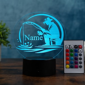 Ideas de regalos para pescadores Lámpara LED Lámpara de mesa con decoración de peces personalizada para amantes de la pesca