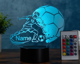 Personalisierte Fußball Lampe - Geschenk für Fußballer - Kinder LED Nachtlicht Fußball - Fußball Geschenk Junge Fußballfan Deko Kinderzimmer