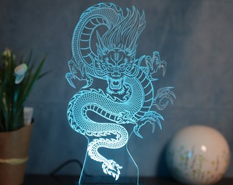Dragon lamp in Japan/China design, table lamp, decoration, sleeping light, night light
