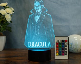 Dracula Lamp LED Night Light, Vampire Gift for Halloween and Gothic Fans, Horror Decor Lamp