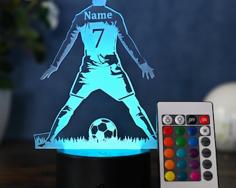 Personalized soccer lamp gift idea for soccer players kids and adults lamp as night light, table lamp, home decoration