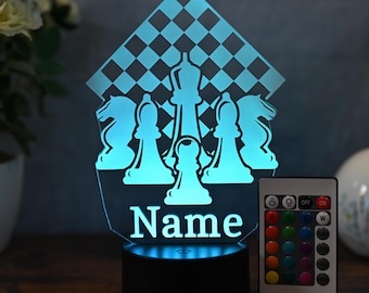 Personalized chess LED table lamp - The perfect gift for chess lovers and players, as decoration and night light