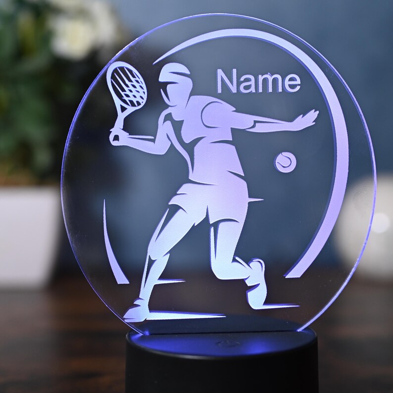 Personalized tennis gift idea, living room, bedroom, kids room decoration as table lamp and night light image 8
