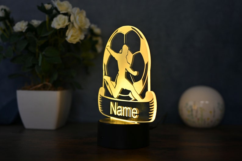 Personalized Soccer Lamp Unique Bedroom Night Light and Home Decor Gift for Kids and Soccer Fans image 5