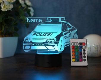 Idée cadeau de police veilleuse LED personnalisée pour les fans de la police, décoration pour les policiers et les policières