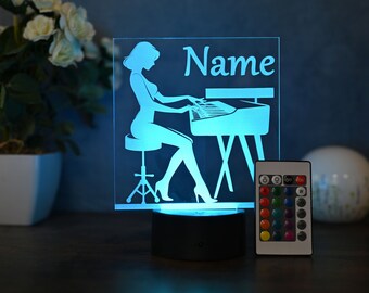 Personalized LED piano lamp - The perfect gift for piano players and piano teachers, dimmable, with remote control