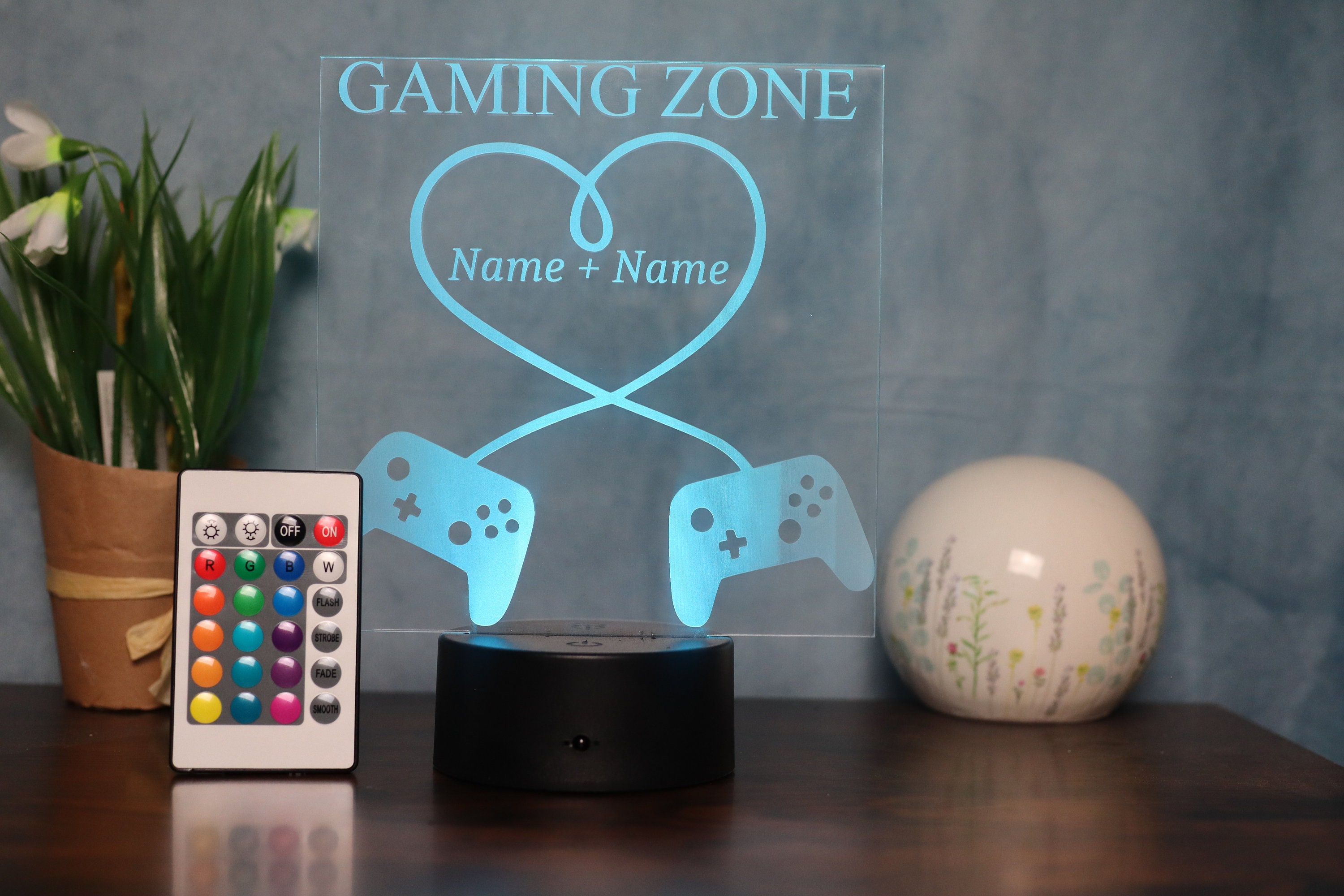Led Gaming Zone Schild - RGB Gamer Geschenkidee personalisiert Mit Name  Zimmer Beleuchtung Wand Lampe - Zimmer Deko 