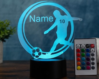 Personalized Soccer Lamp - Unique Bedroom Night Light and Home Decor Gift for Kids and Soccer Fans