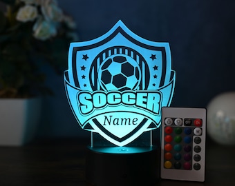 Personalized Soccer Lamp - Unique Bedroom Night Light and Home Decor Gift for Kids and Soccer Fans