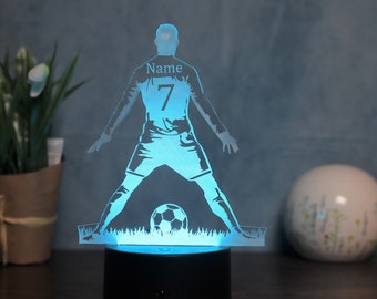 Personalisierte Fußball Lampe als Fussball Geschenk Idee stolze Torjubel Pose LED Tischlampe Nachtlicht Wohnungs Dekoration