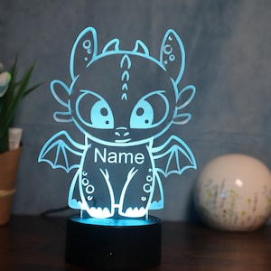 Personalizable baby dragon LED lamp: Magical decoration for dragon fans!