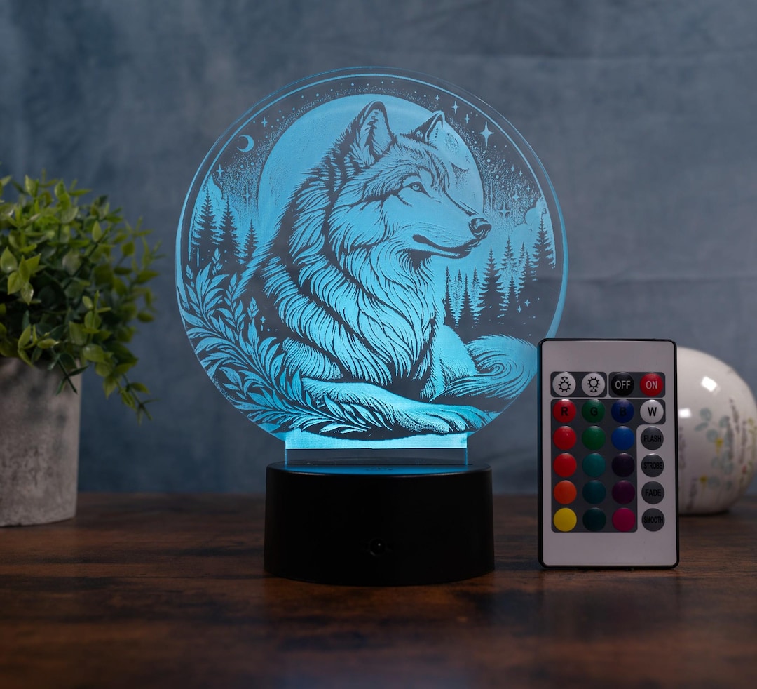 Wolf LED Lamp - Wolf Gift, Decoration for Wolf Lovers as LED Wolf Night ...