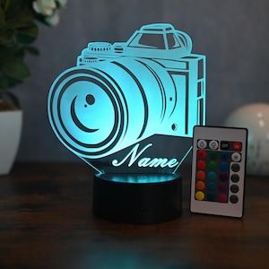 Personalized LED camera lamp - gift for photographers and photography enthusiasts, as camera decoration, gift idea for photographer