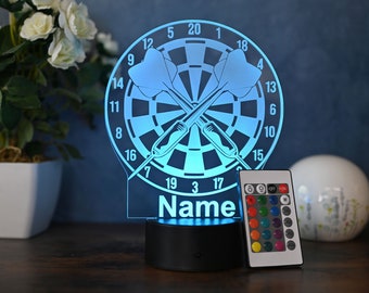 Personalisierte LED Tischlampe im Dartscheiben-Design:  Dart Geschenk für Spieler und Fans