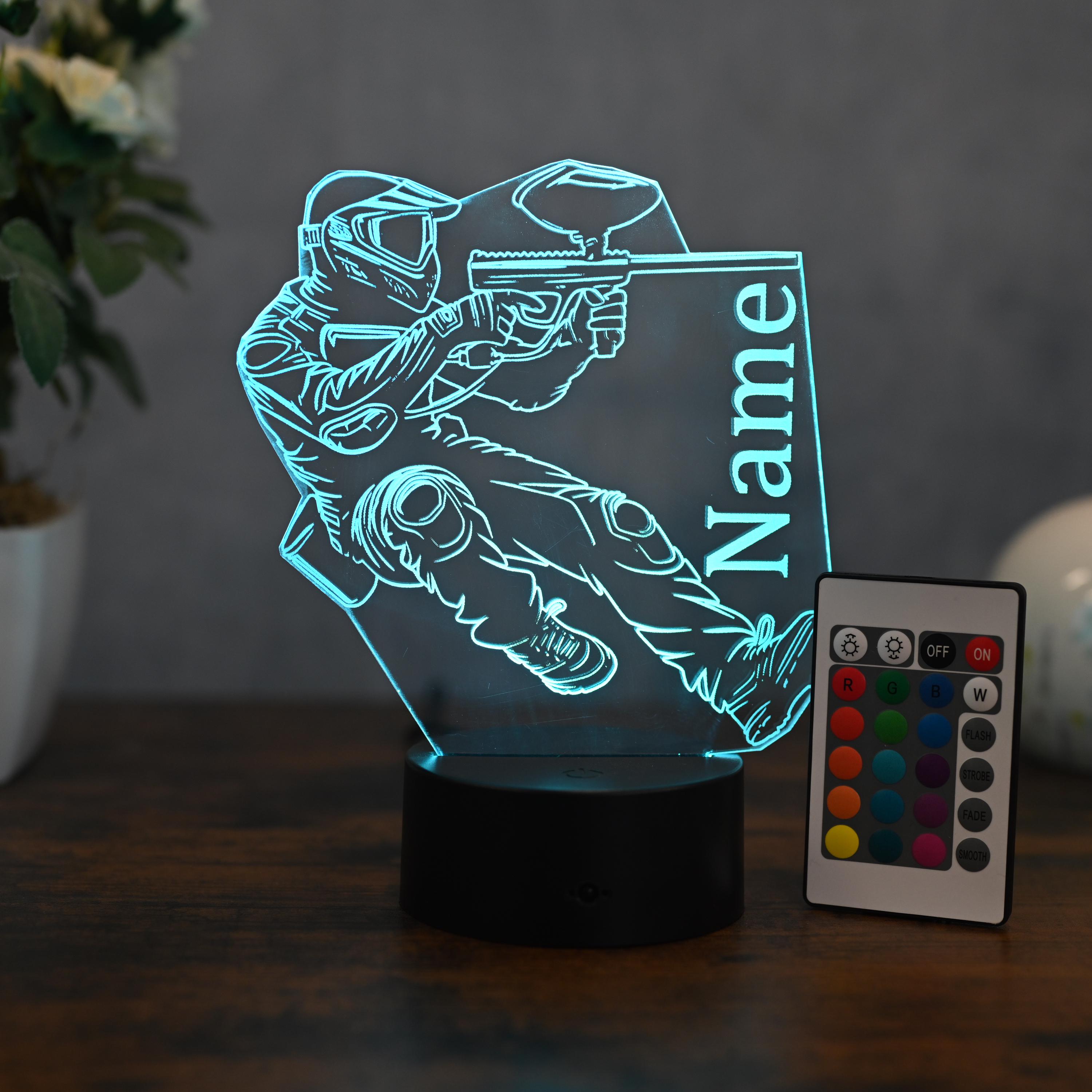Paintball Lamp – LED Light for Paintball Players – Personalized Gift – Paintball Team Logo & Design – Paintball Decor and Motif