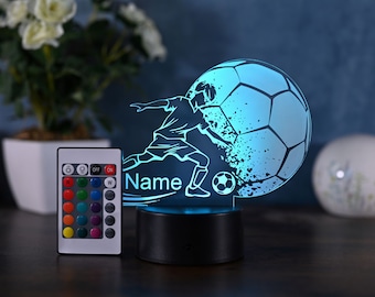 Personalized Soccer Lamp - Unique Bedroom Night Light and Home Decor Gift for Kids and Soccer Fans