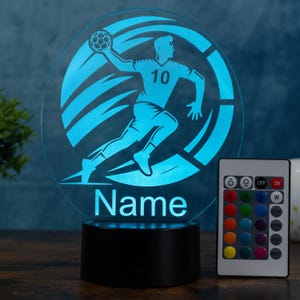 Personalisierte Handball Spieler Lampe, Geschenk für Handball Spieler, Handball Trainer, Dimmbar mit Fernbedienung
