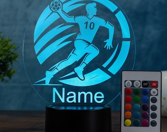 Personalized handball player lamp, gift for handball player, handball coach, dimmable with remote control