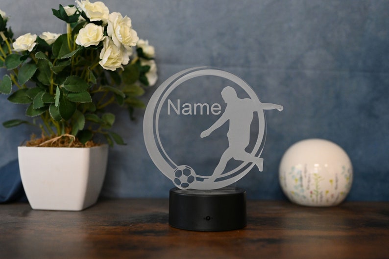 Personalized Soccer Lamp Unique Bedroom Night Light and Home Decor Gift for Kids and Soccer Fans image 3