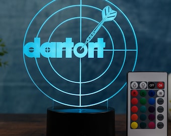 LED Tischlampe – Dartort Design Deko Dart-Raum / Krimi-Design geschenk Dartspieler, Geschenk Idee für Dart Fans und Dart Liebhaber