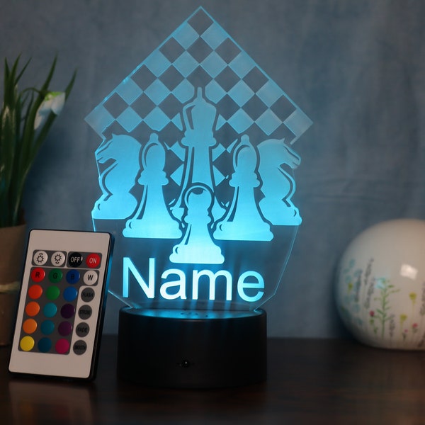 Personalized chess LED table lamp - The perfect gift for chess lovers and players, as decoration and night light