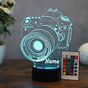 Personalized LED camera lamp - gift for photographers and photography enthusiasts, as camera decoration, gift idea for photographer