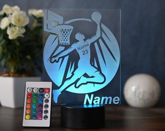 Lampe LED de basket personnalisée - l'idée cadeau pour les fans et les joueurs de basket, comme décoration et veilleuse