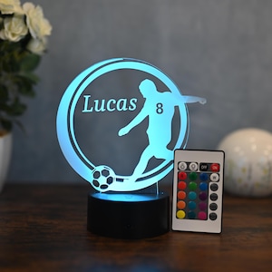 Personalisierte Fußball Lampe Geschenk Idee für Fußballer Kinder und Erwachsene Lampe als Nachtlicht Tischlampe Wohnungsdekoration