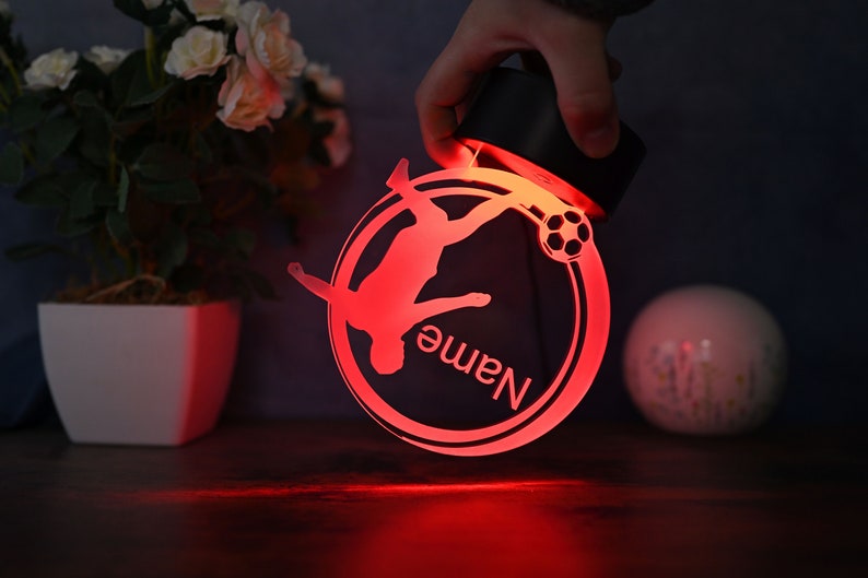 Personalized Soccer Lamp Unique Bedroom Night Light and Home Decor Gift for Kids and Soccer Fans image 7