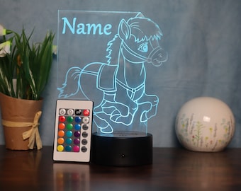 Personalisierte Pony Lampe - Das ideale Nachtlicht & Geschenk für Pony- und Pferdeliebhaber Mädchen