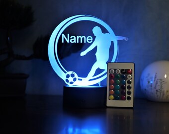 Personalisierte Fußball Lampe Geschenk Idee für Fußballer Kinder und Erwachsene Lampe als Nachtlicht Tischlampe Wohnungsdekoration