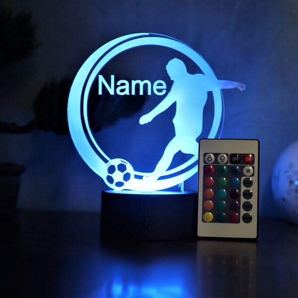 Personalisierte Fußball Lampe Geschenk Idee für Fußballer Kinder und Erwachsene Lampe als Nachtlicht Tischlampe Wohnungsdekoration