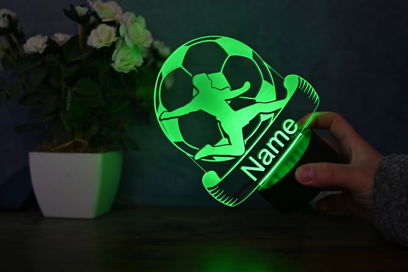 Personalized Soccer Lamp Unique Bedroom Night Light and Home Decor Gift for Kids and Soccer Fans image 6