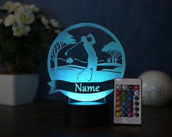 Personalisierte LED Golfer Lampe  – Geschenke für Golfspieler, Golf Geschenk, Herren, kreative Tischlampe, Dekoration für Zuhause