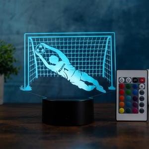 Gepersonaliseerde voetbalkeeperlamp - 3D LED-nachtlampje met naam, cadeau-idee voor keepers en voetbalfans