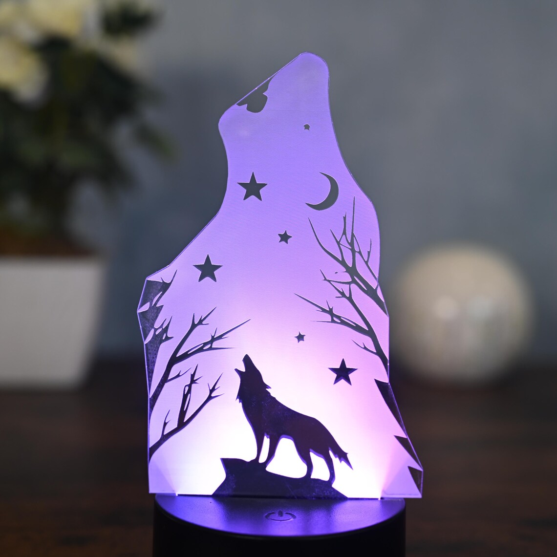 Wolf LED Lamp - Wolf Gift, Decoration for Wolf Lovers as LED Wolf Night ...