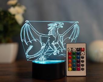 Drakenlamp LED-lamp als tafeldecoratie, nachtlampje, slaaplamp, decoratief drakenbeeldje