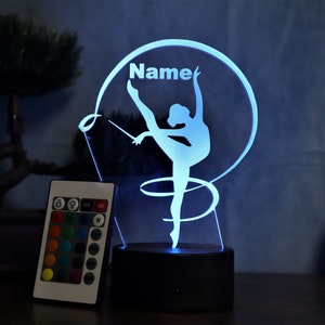 Personalized LED table lamp with gymnast motif The perfect gift for gymnast and dancer image 1